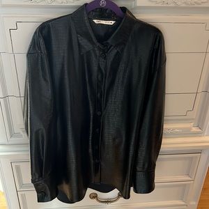 Zara faux croc leather shirt